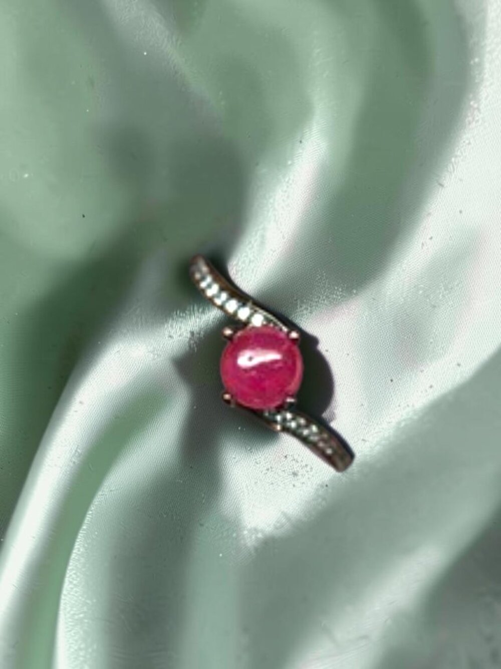 Handmade Red Ruby with Cubic Zirconia Accents Ring Size 5.75